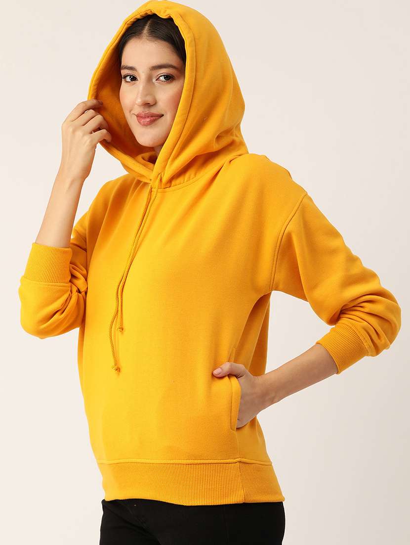 women solid long sleeve hooded sweatshirt - 22028952 -  Standard Image - 1