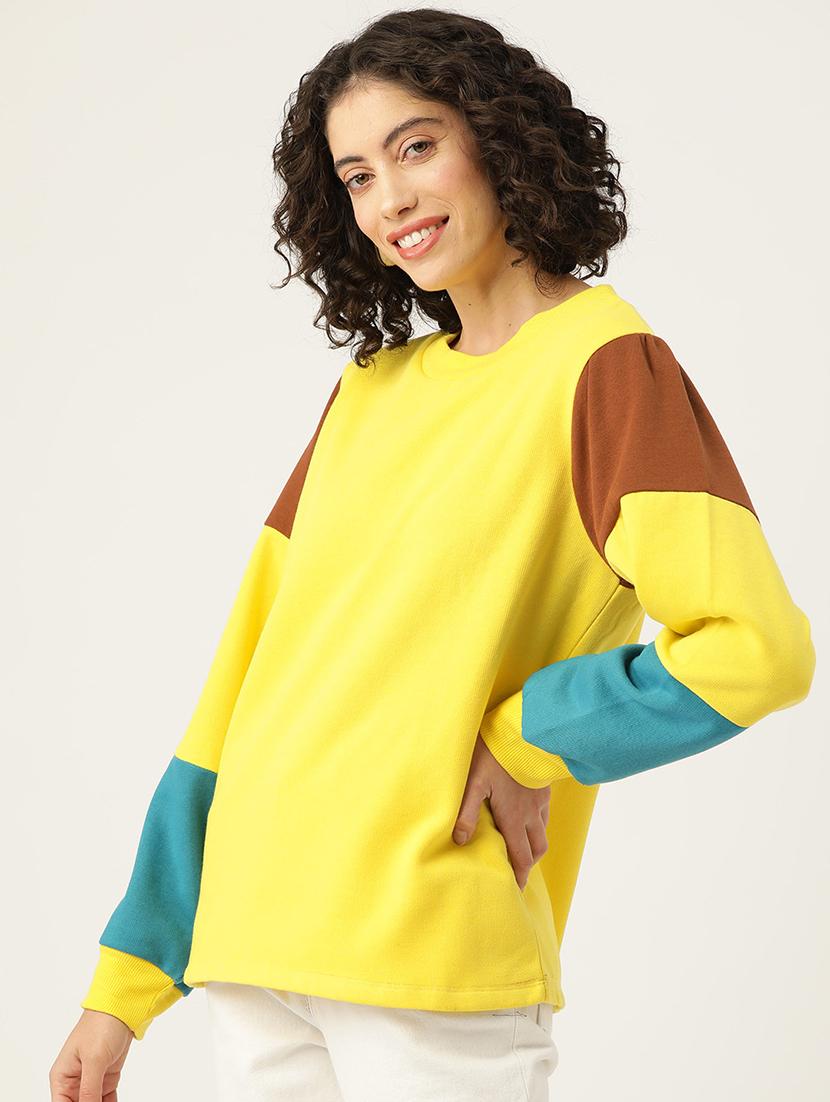 women color blocked long sleeve sweatshirt - 22028958 - Standard Image - 1