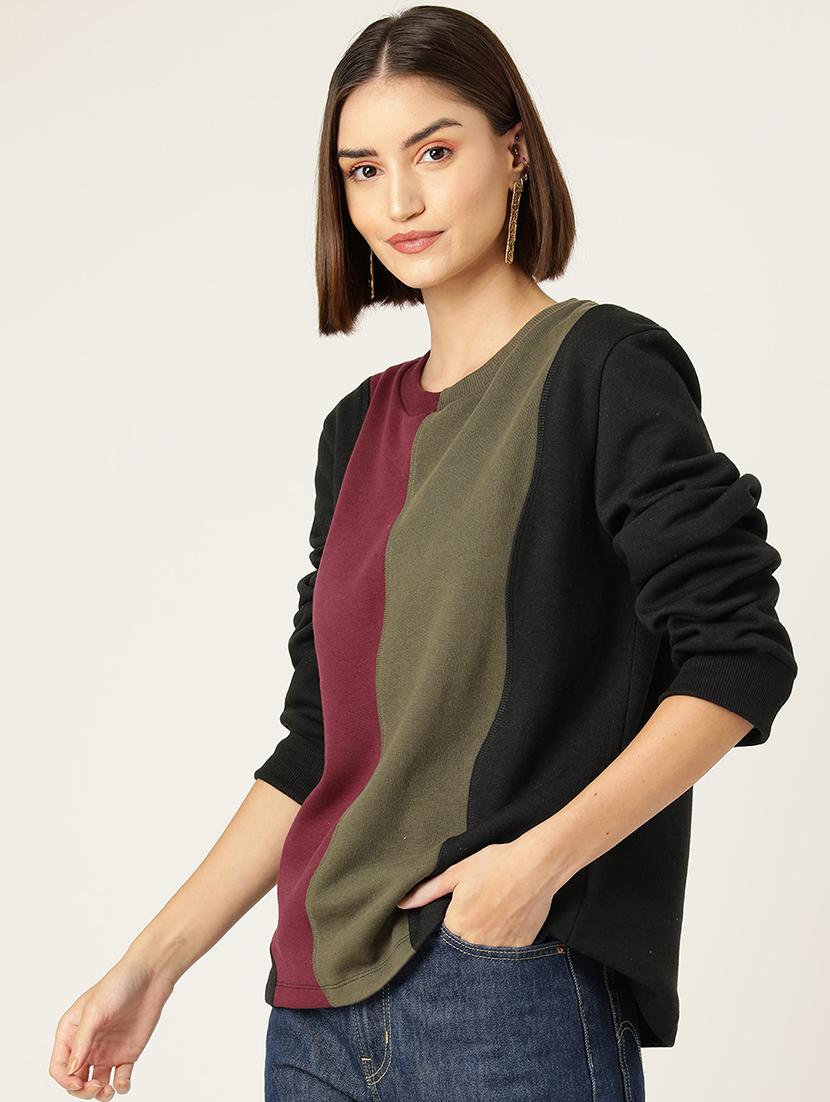 multi colored cotton blend color block sweatshirt - 22028963 - Standard Image - 1