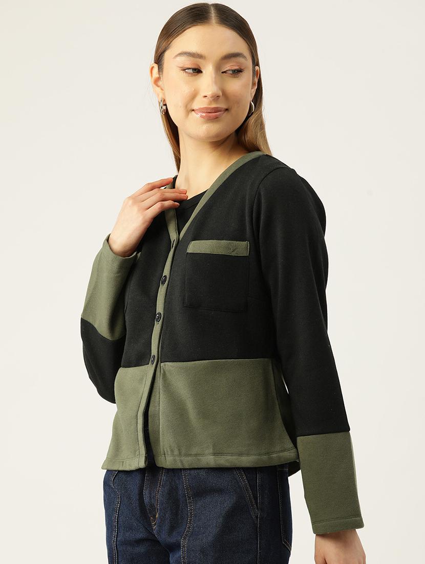 women color blocked long sleeve cardigan - 22028974 - Standard Image - 1
