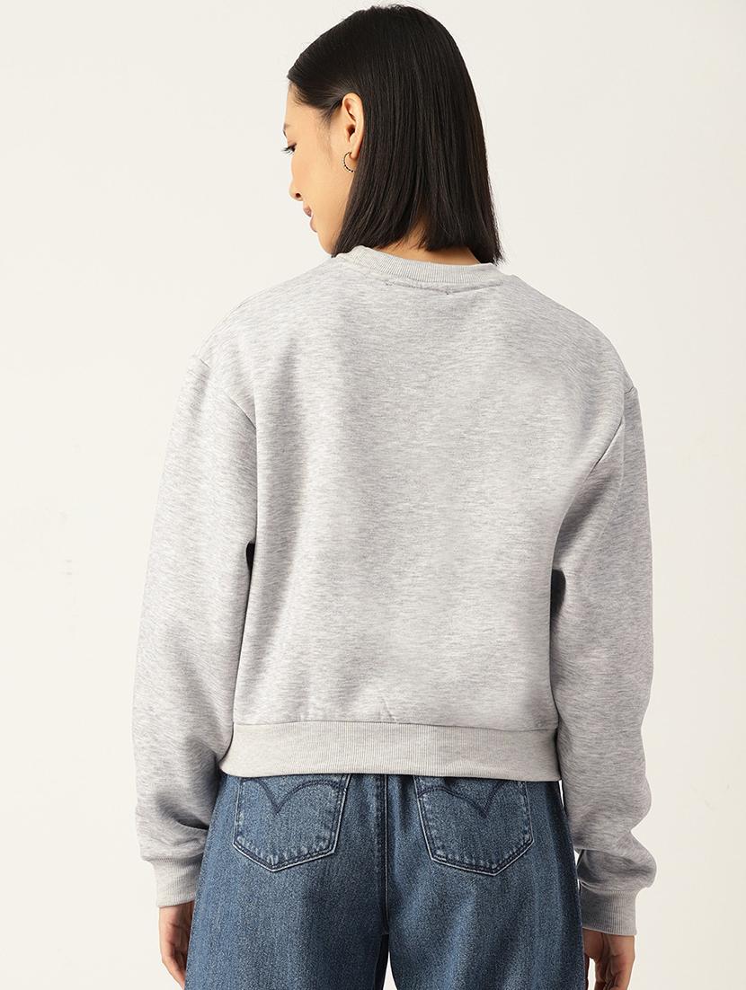 women solid round neck long sleeve sweatshirt - 22028978 - Standard Image - 1
