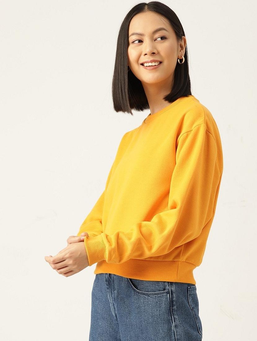 women solid round neck long sleeve sweatshirt - 22028979 - Standard Image - 1