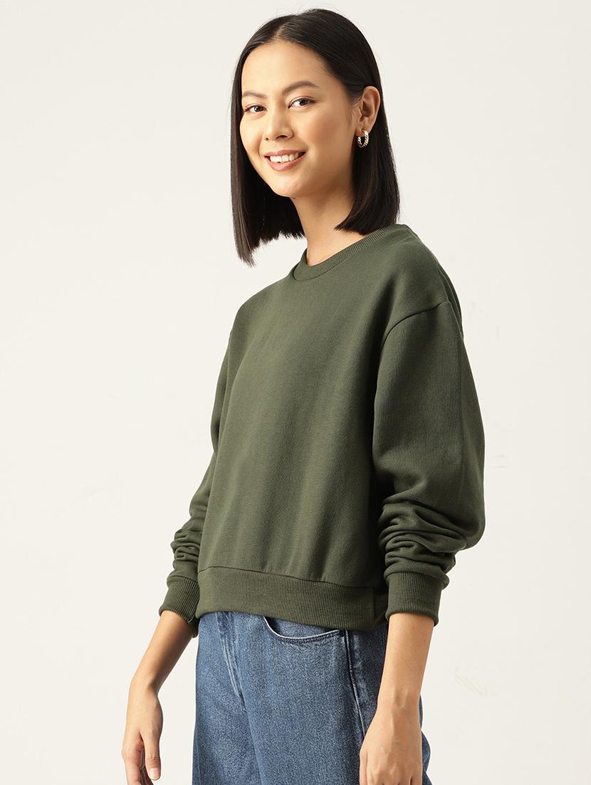 women solid round neck long sleeve sweatshirt - 22028980 - Standard Image - 1