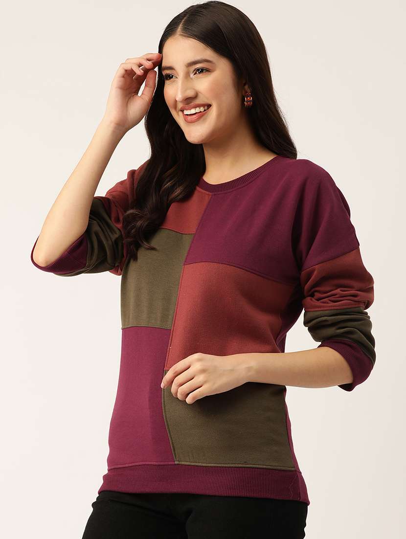women color blocked long sleeve sweatshirt - 22028981 -  Standard Image - 1