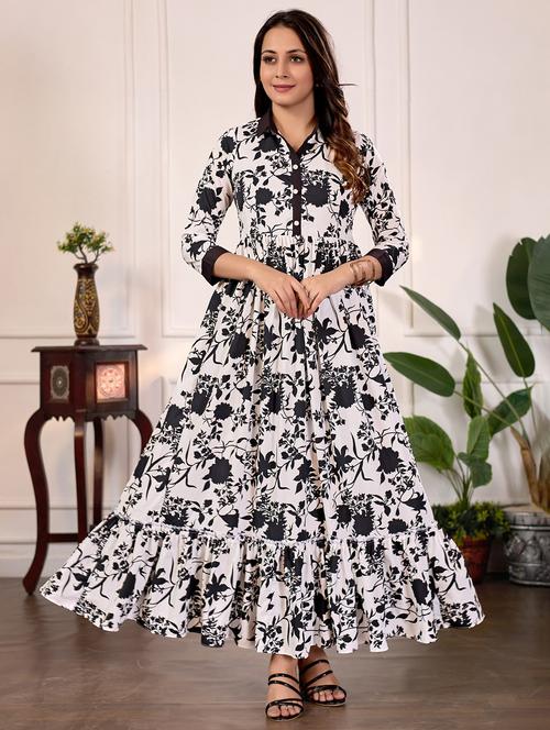 women floral print collared tiered maxi dress - 22029007 - Standard Image - 0
