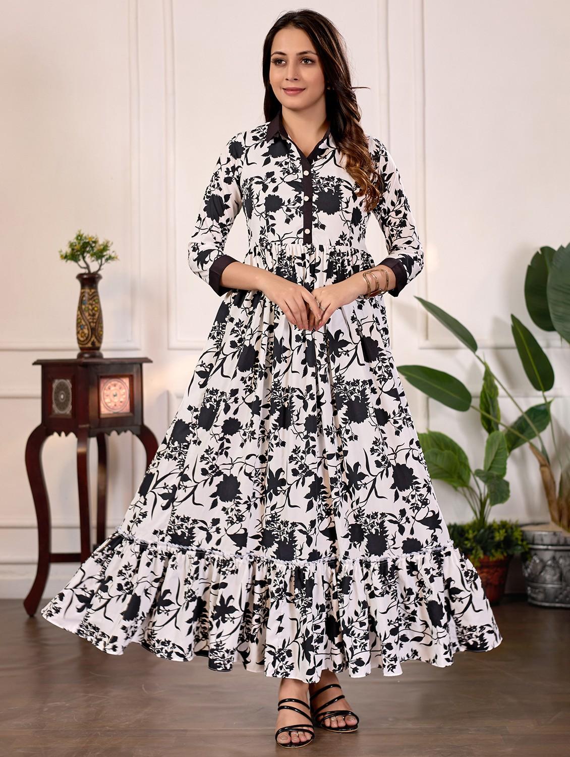 women floral print collared tiered maxi dress - 22029007 - Zoom Image - 0