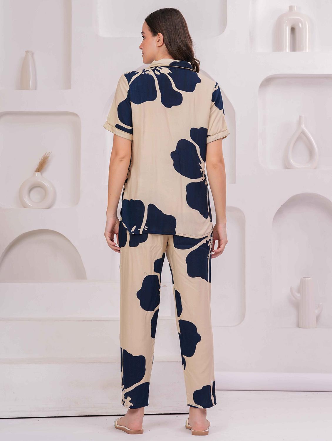 women printed nightwear pyjama set - 22029009 - Standard Image - 4