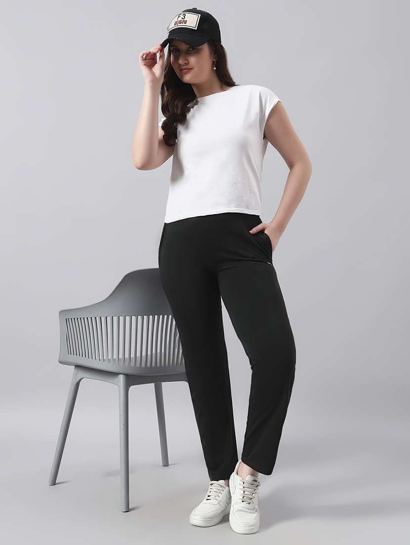 women solid mid rise regular fit track pant - 22029041 -  Standard Image - 1