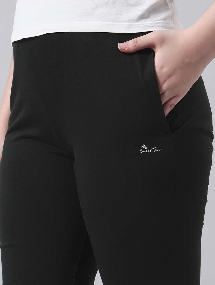 women solid mid rise regular fit track pant - 22029041 -  Standard Image - 4