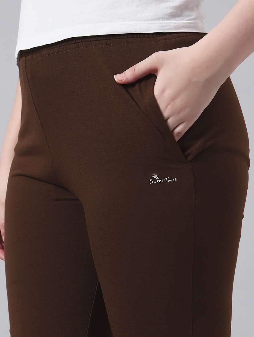 women solid mid rise regular fit track pant - 22029042 -  Standard Image - 4