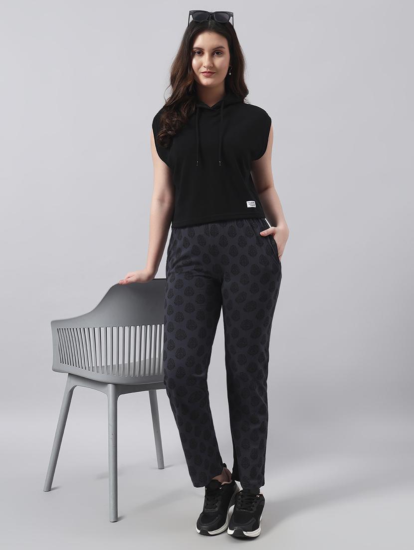 women printed mid rise regular fit track pant - 22029046 - Standard Image - 1
