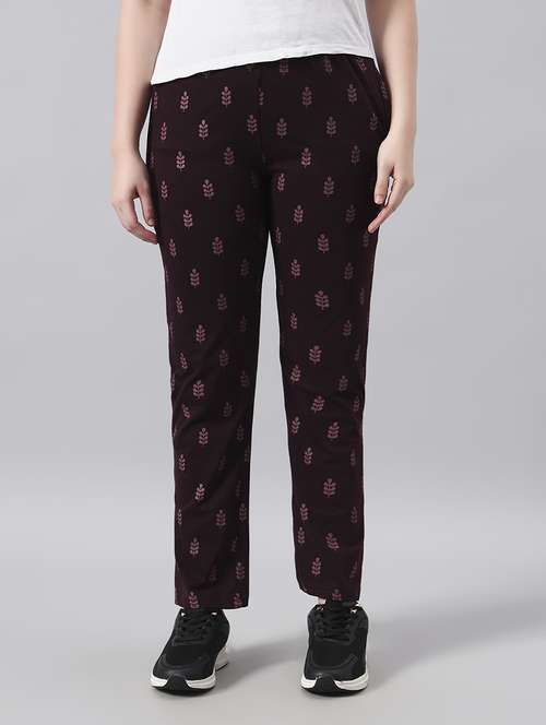 women printed mid rise regular fit track pant - 22029049 -  Standard Image - 0