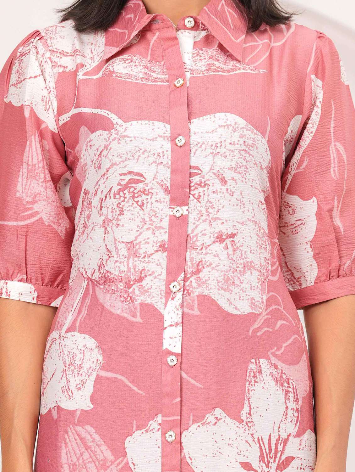 women floral print puff sleeve collared tiered dress - 22029062 - Standard Image - 4
