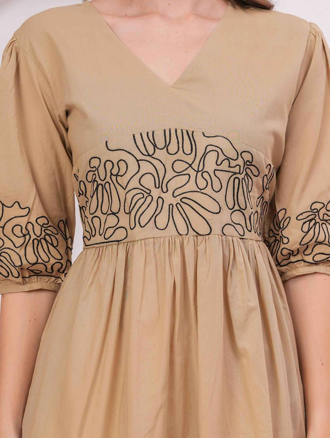 women embroidered puff sleeve fit & flare dress - 22029078 -  Standard Image - 4