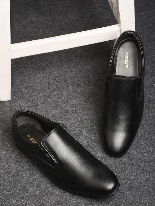 men solid slip on formal shoes - 22029102 - Standard Image - 0
