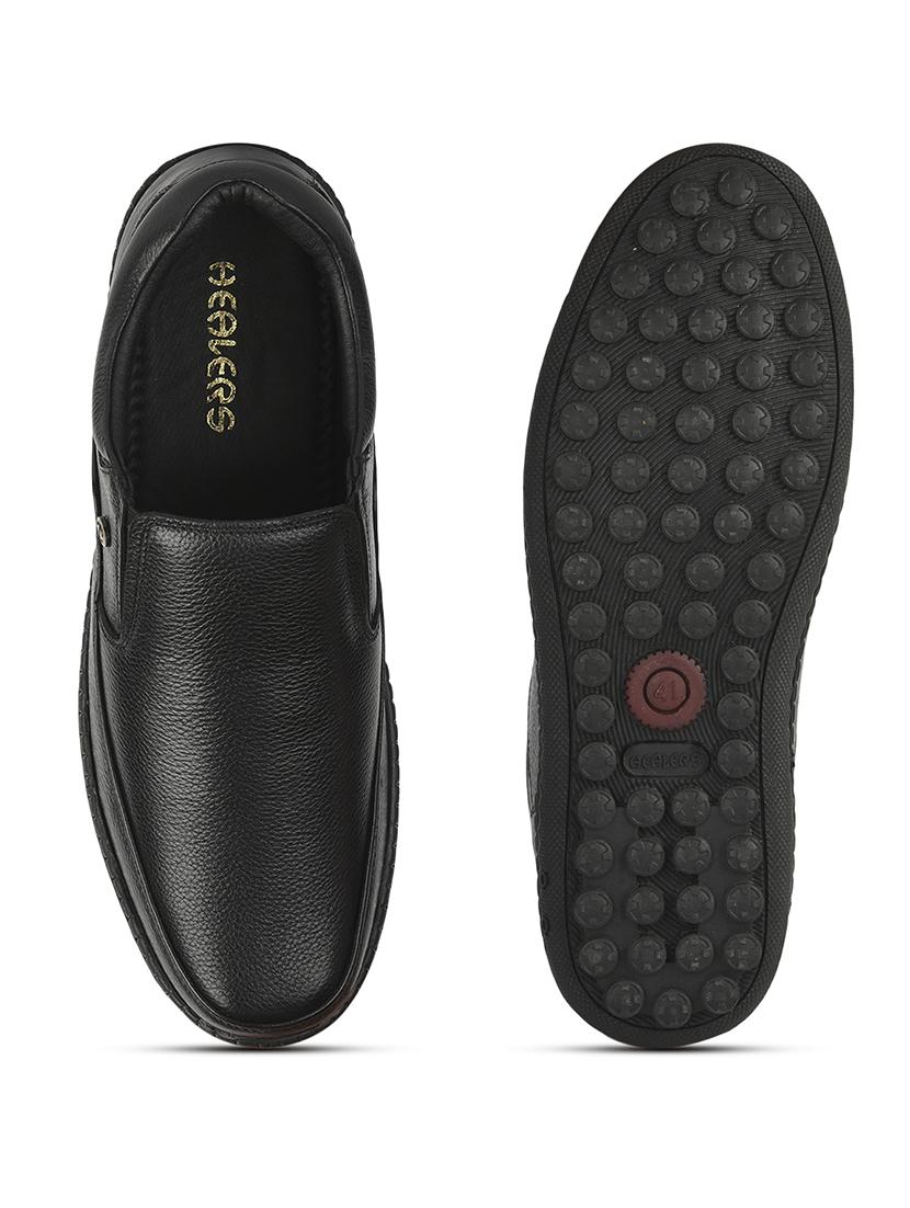 men solid slip on formal shoes - 22029239 - Standard Image - 4