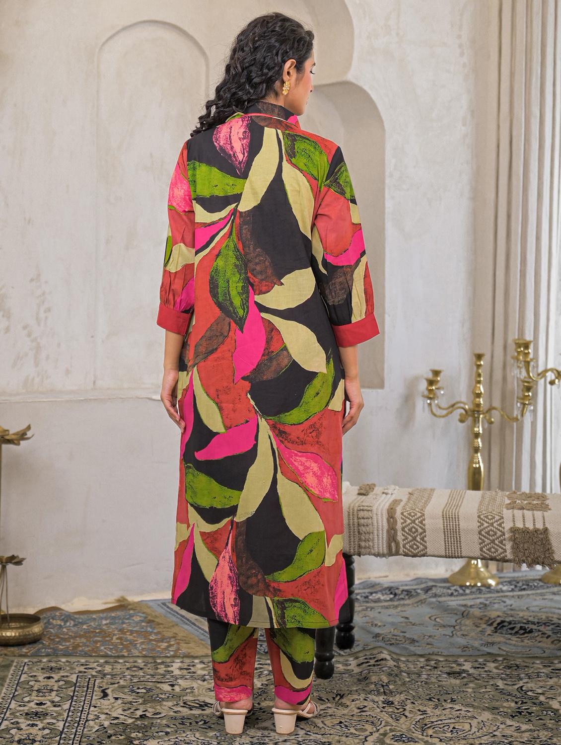 women printed three quarter sleeve kurta pant set - 22029397 - Standard Image - 4