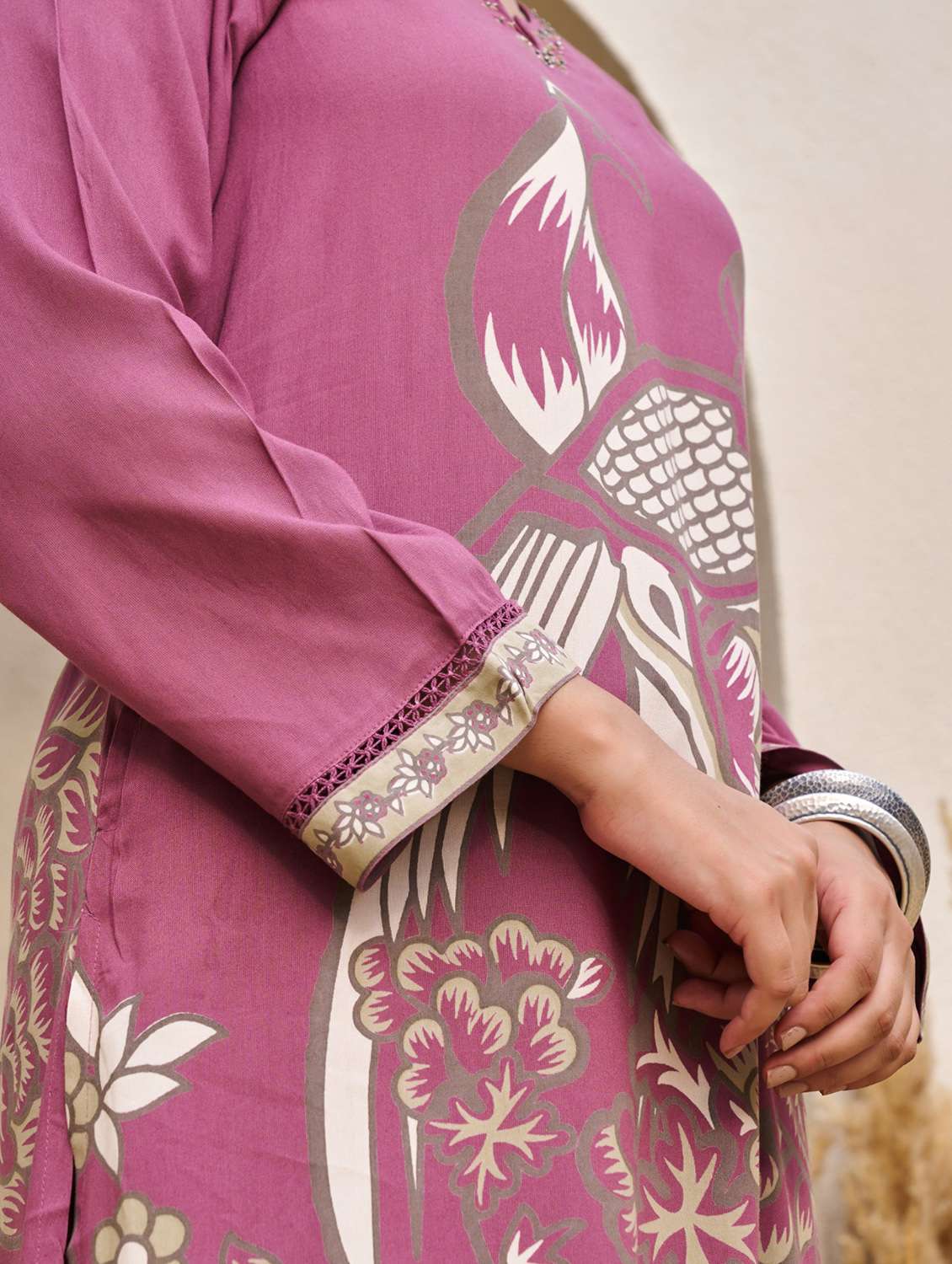 Women Printed Long Sleeve Kurta Palazzo Set