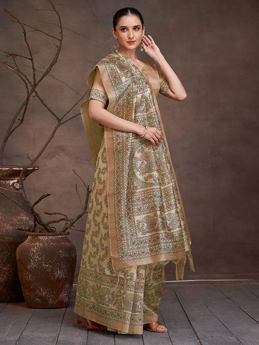 women printed casual wear saree with blouse - 22029432 -  Standard Image - 1