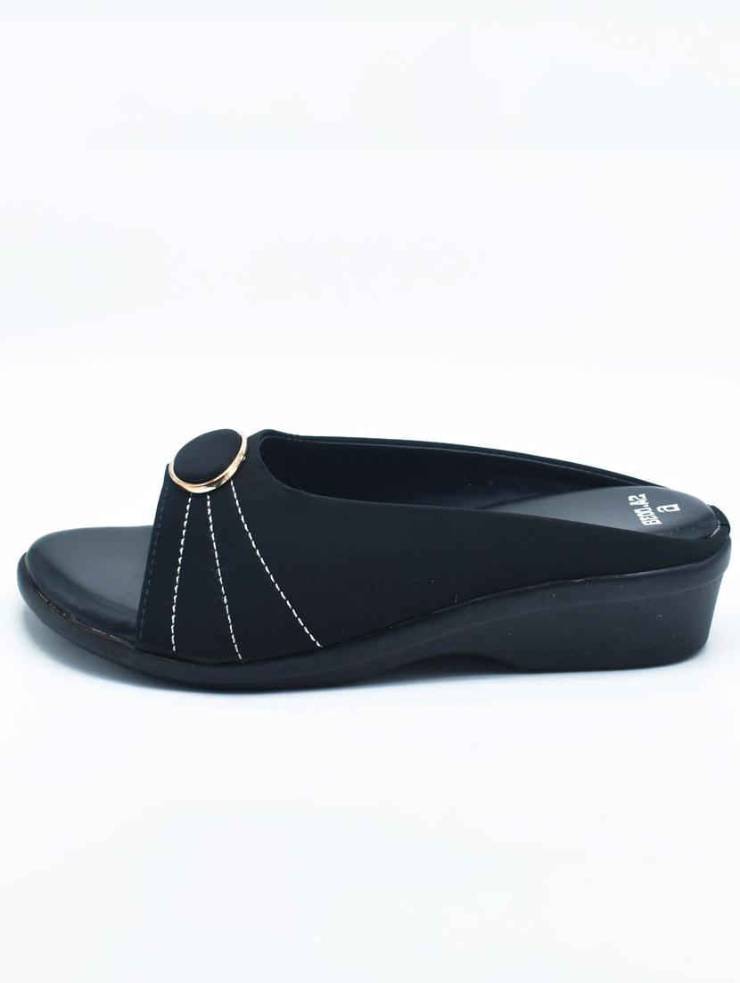women black solid slip on wedges - 22029462 -  Standard Image - 1