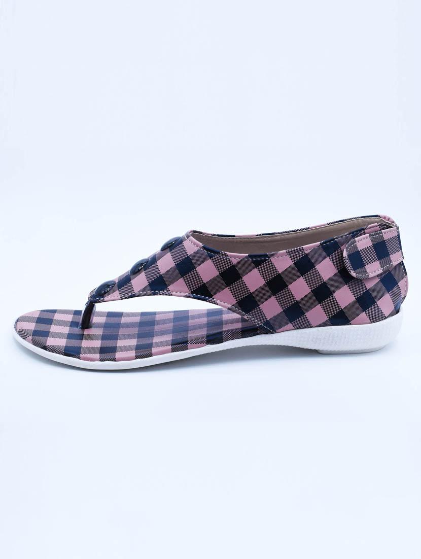 women checkered back strap flats - 22029480 - Standard Image - 1