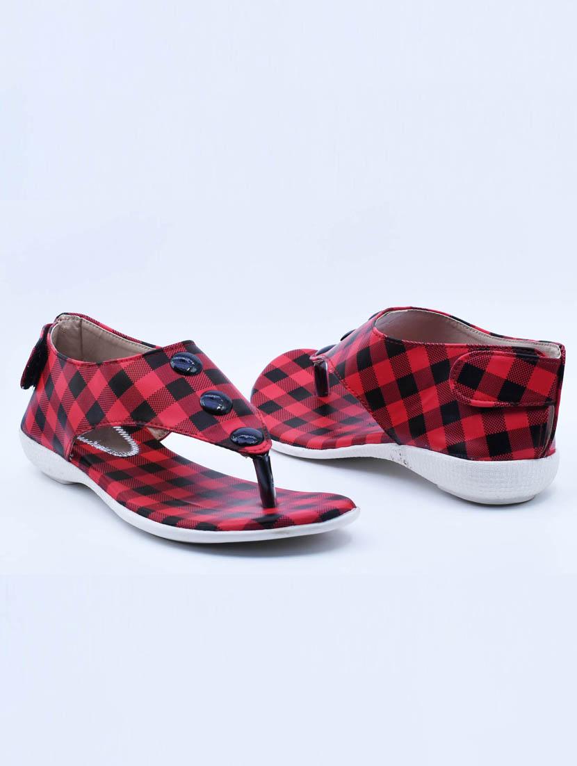 women checkered back strap flats - 22029481 - Standard Image - 1