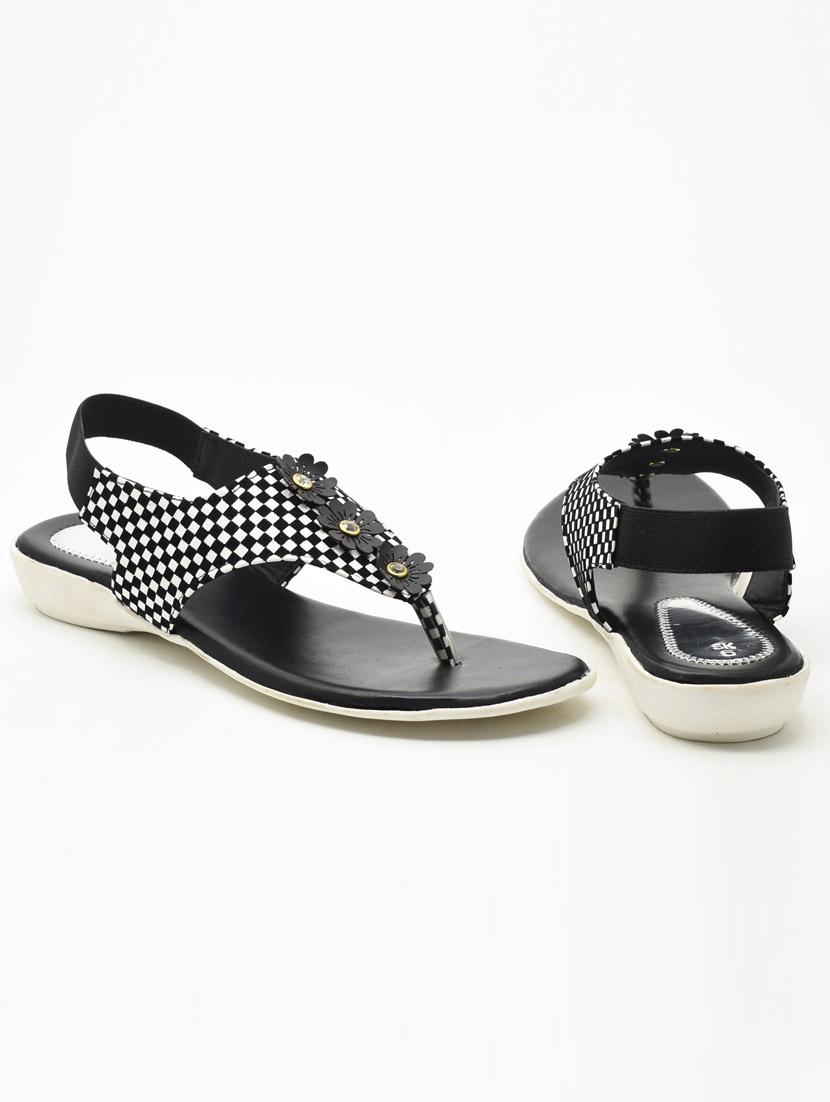 women checkered t-strap flats - 22029492 -  Standard Image - 1