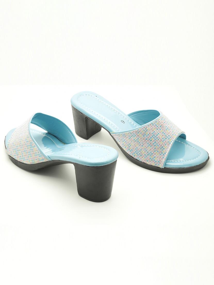 women embellished slip on block heel sandal - 22029508 -  Standard Image - 1
