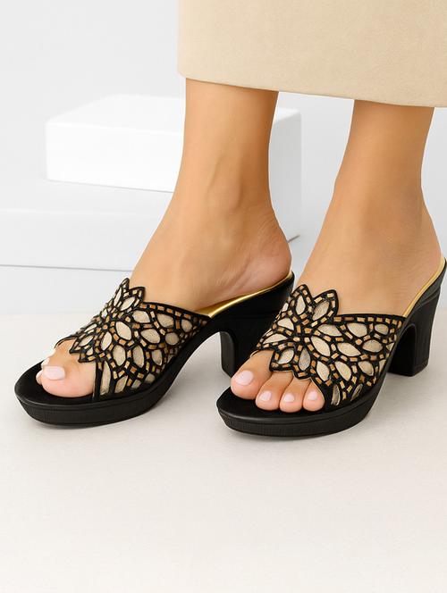 women embellished slip on block heel sandal - 22029548 -  Standard Image - 0