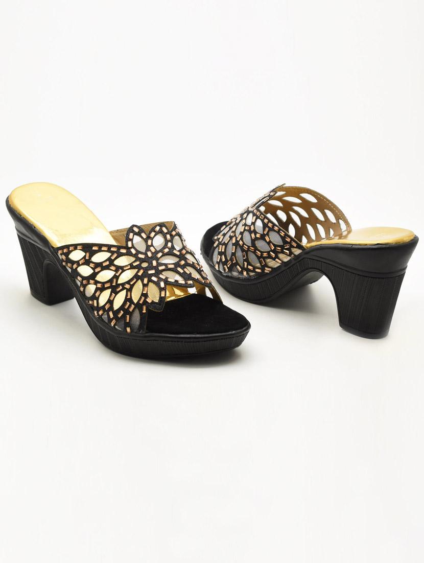 women embellished slip on block heel sandal - 22029548 -  Standard Image - 1