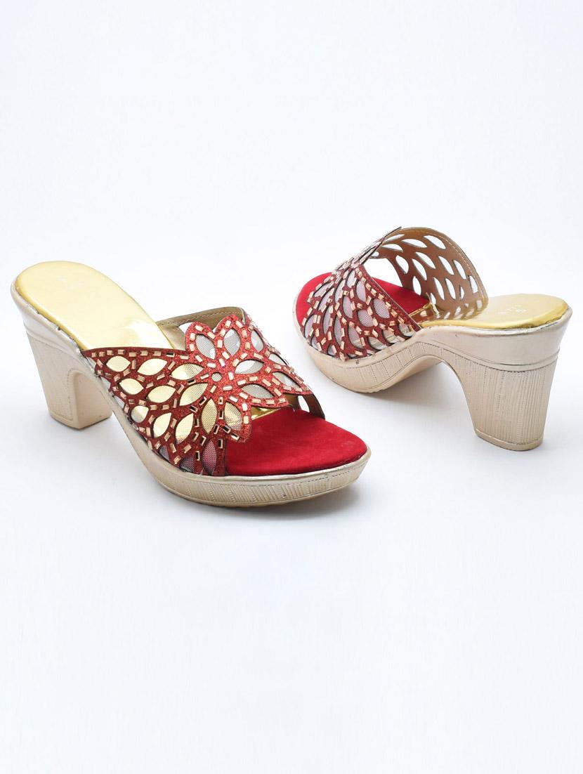 women embellished slip on block heel sandal - 22029549 -  Standard Image - 1