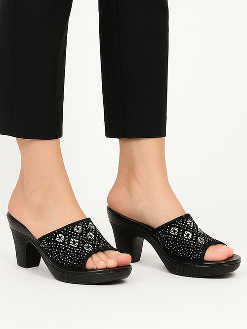 women embellished slip on block heel sandal - 22029558 -  Standard Image - 0