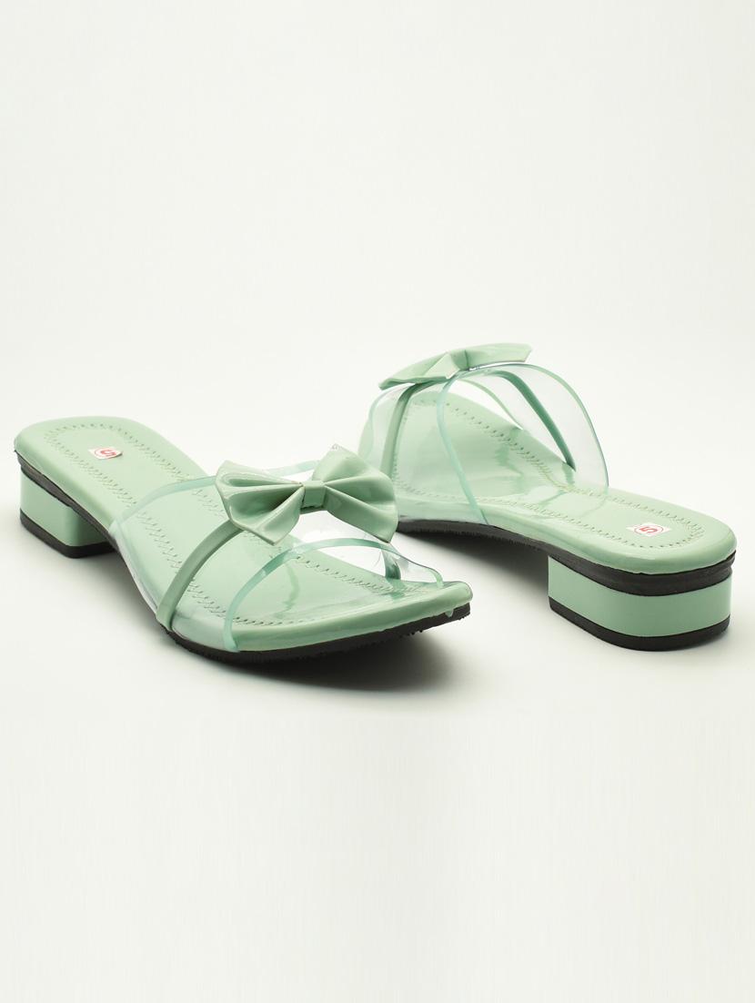 women solid slip on block heel sandal - 22029594 -  Standard Image - 1