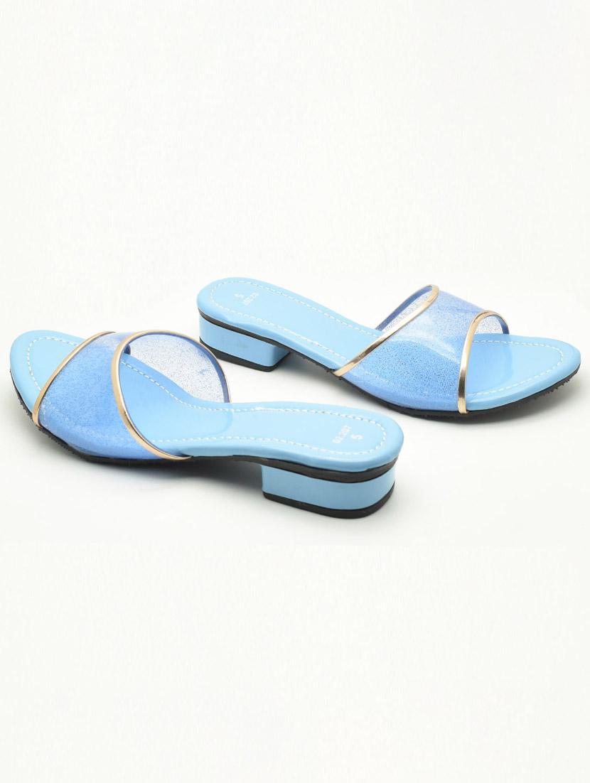 women solid slip on block heel sandal - 22029600 - Standard Image - 1