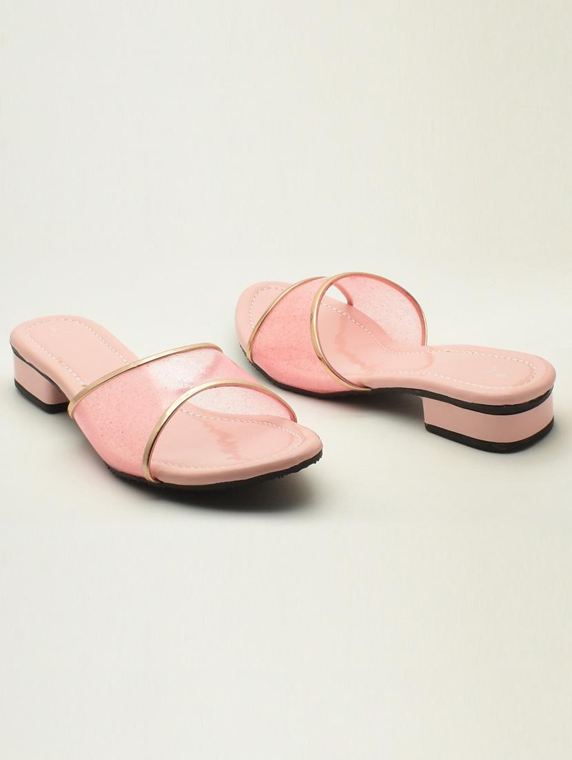 women solid slip on block heel sandal - 22029601 -  Standard Image - 1
