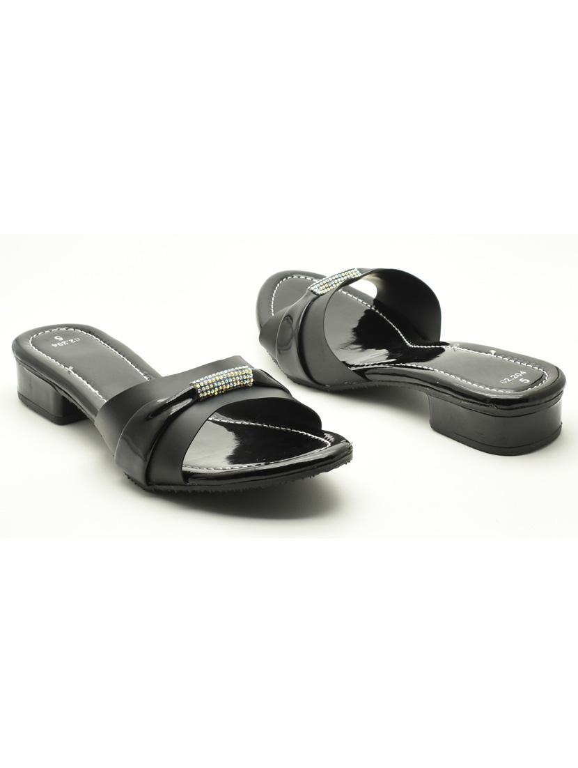 women solid slip on block heel sandal - 22029602 -  Standard Image - 1