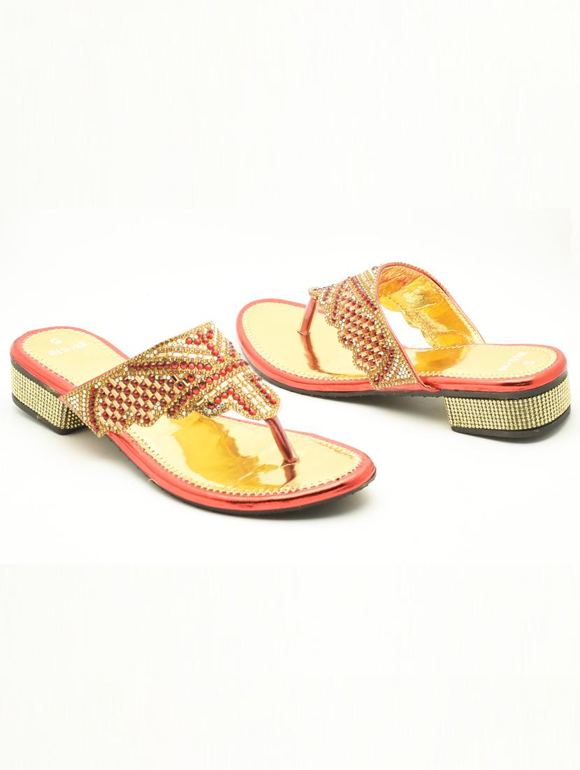 women embellished slip on block heel sandal - 22029604 -  Standard Image - 1