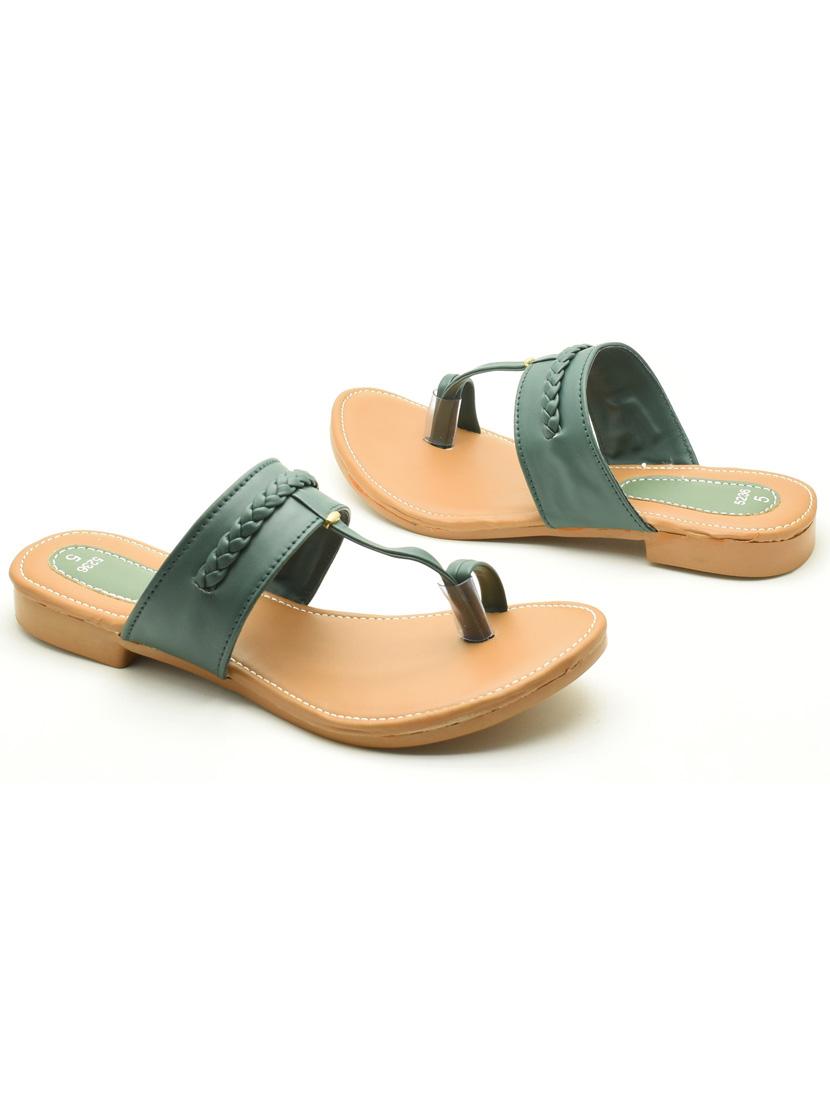 women green solid one toe sandal - 22029605 - Standard Image - 1