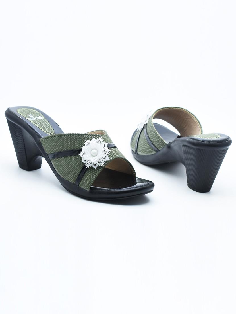 women solid slip on block heel sandal - 22029637 -  Standard Image - 1