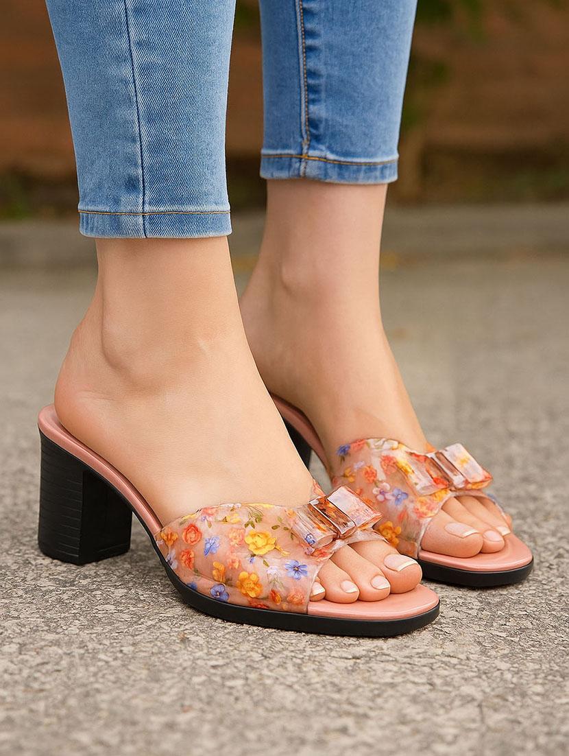 women floral print slip on block heel sandal - 22029645 - Zoom Image - 0