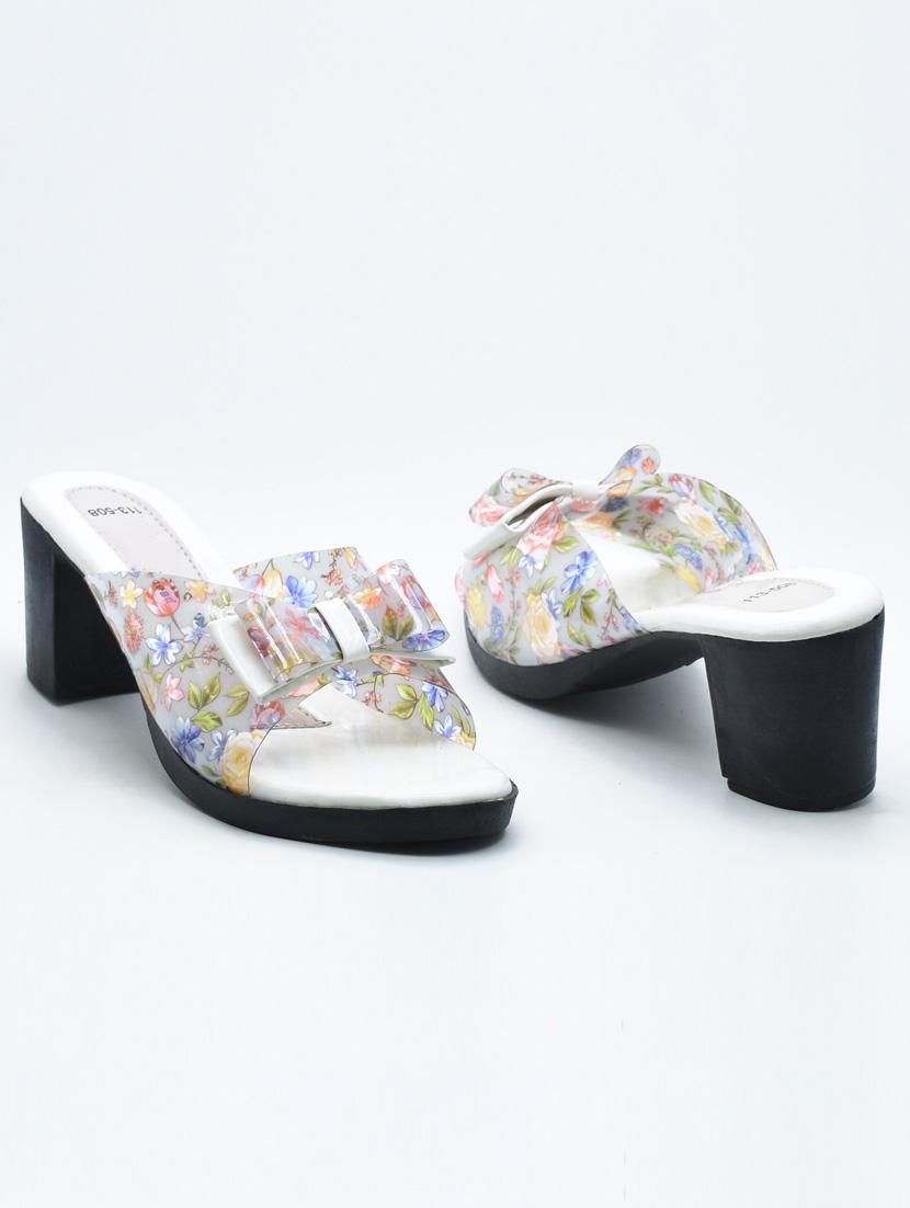 women floral print slip on block heel sandal - 22029646 -  Standard Image - 1