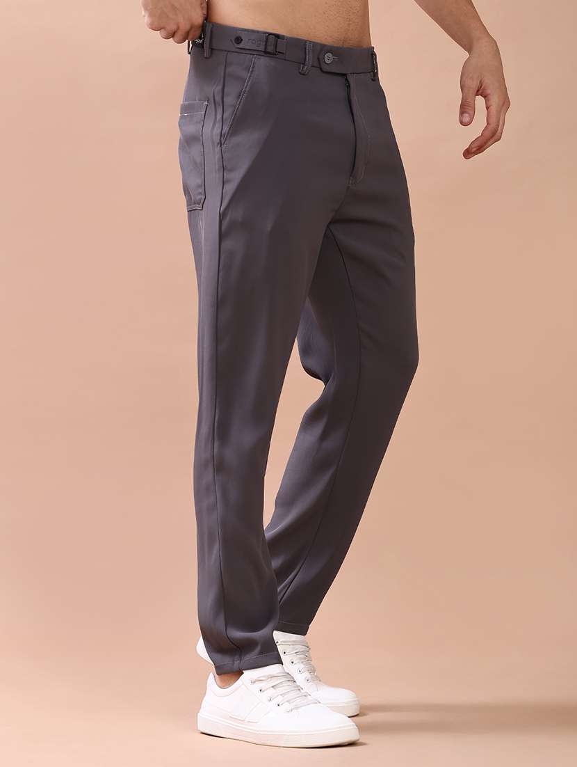 men solid mid rise chinos casual trouser - 22029687 -  Standard Image - 1