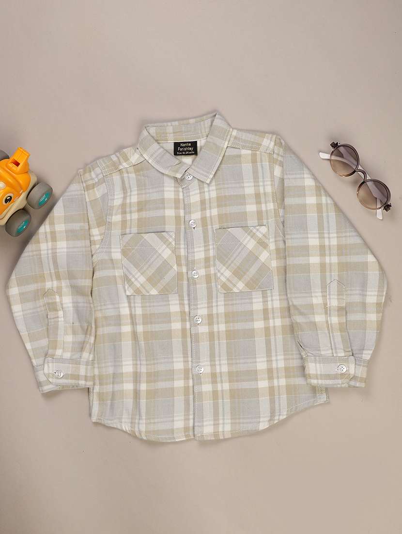 boys checkered long sleeve casual shirt