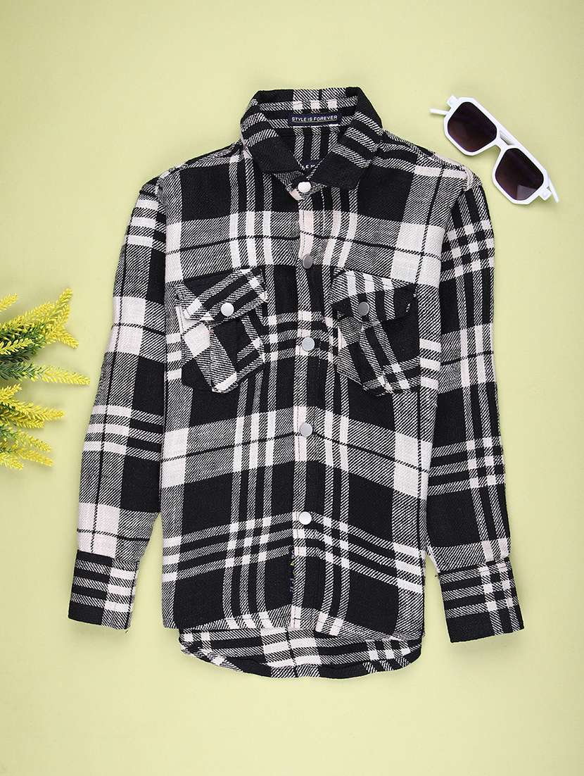 boys checkered long sleeve casual shirt