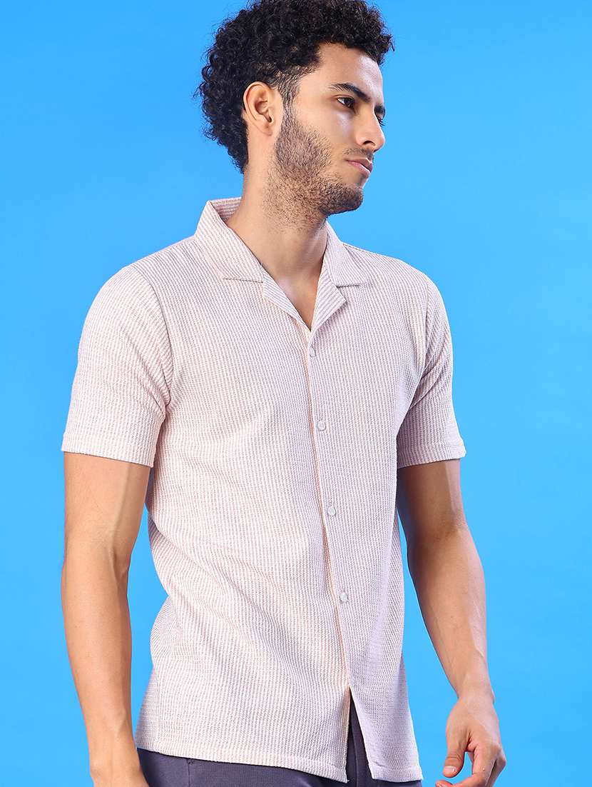 men self design short sleeve slim fit casual shirt - 22029791 -  Standard Image - 1