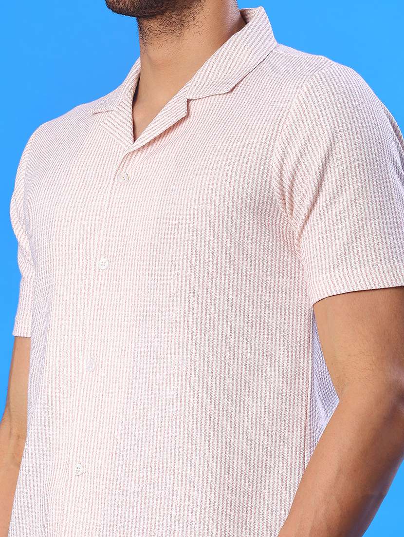 men self design short sleeve slim fit casual shirt - 22029791 -  Standard Image - 4