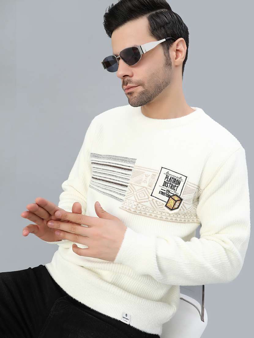 men self design long sleeve regular fit pullover  - 22029796 -  Standard Image - 1