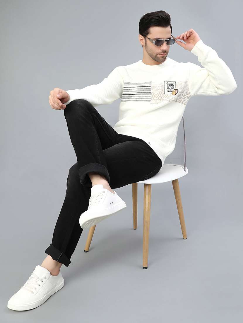 men self design long sleeve regular fit pullover  - 22029796 -  Standard Image - 4