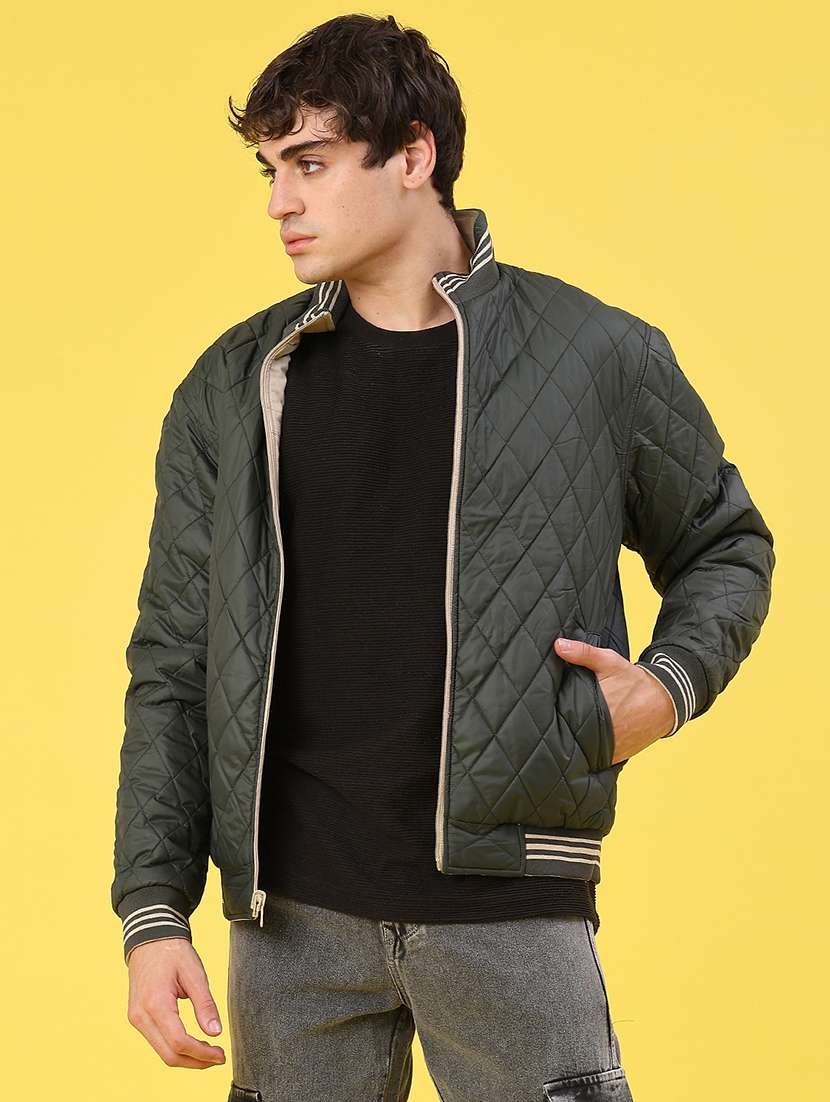 men solid long sleeve reversible puffer jacket - 22029919 -  Standard Image - 1