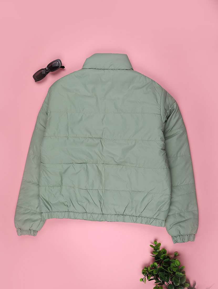 girls solid long sleeve quilted jacket - 22029941 -  Standard Image - 1